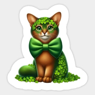 Clover Abyssinian Cat St Patricks Day Sticker